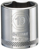 DeWALT DWMT86314OSP Hand Socket, 19 mm Socket, 3/8 in Drive, 6-Point, Vanadium Steel, Polished Chrome